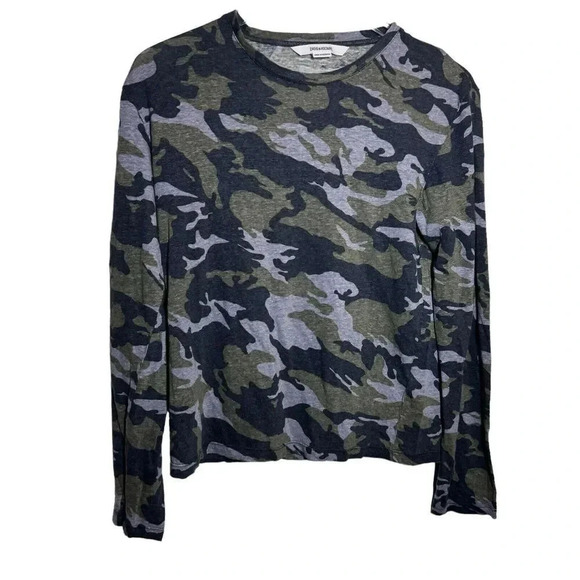 Zadig & Voltaire mens hector Camo Linen T Shirt Long Sleeve size small - Picture 6 of 6
